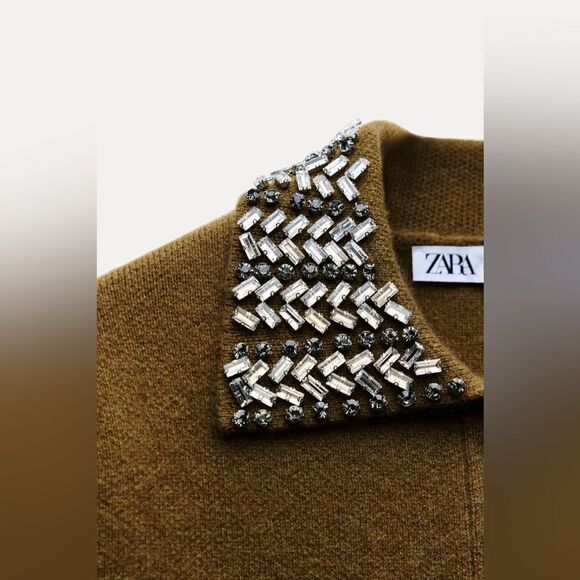 ZARA 100% WOOL JEWEL COLLAR JACKET - Picture 14 of 14